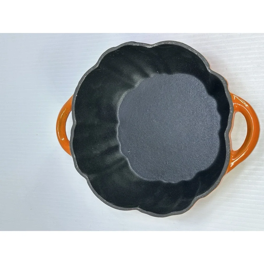 Smith & Clark Ironworks Orange Enameled Fall Pumpkin Cast Iron 2 QT Dutch Oven